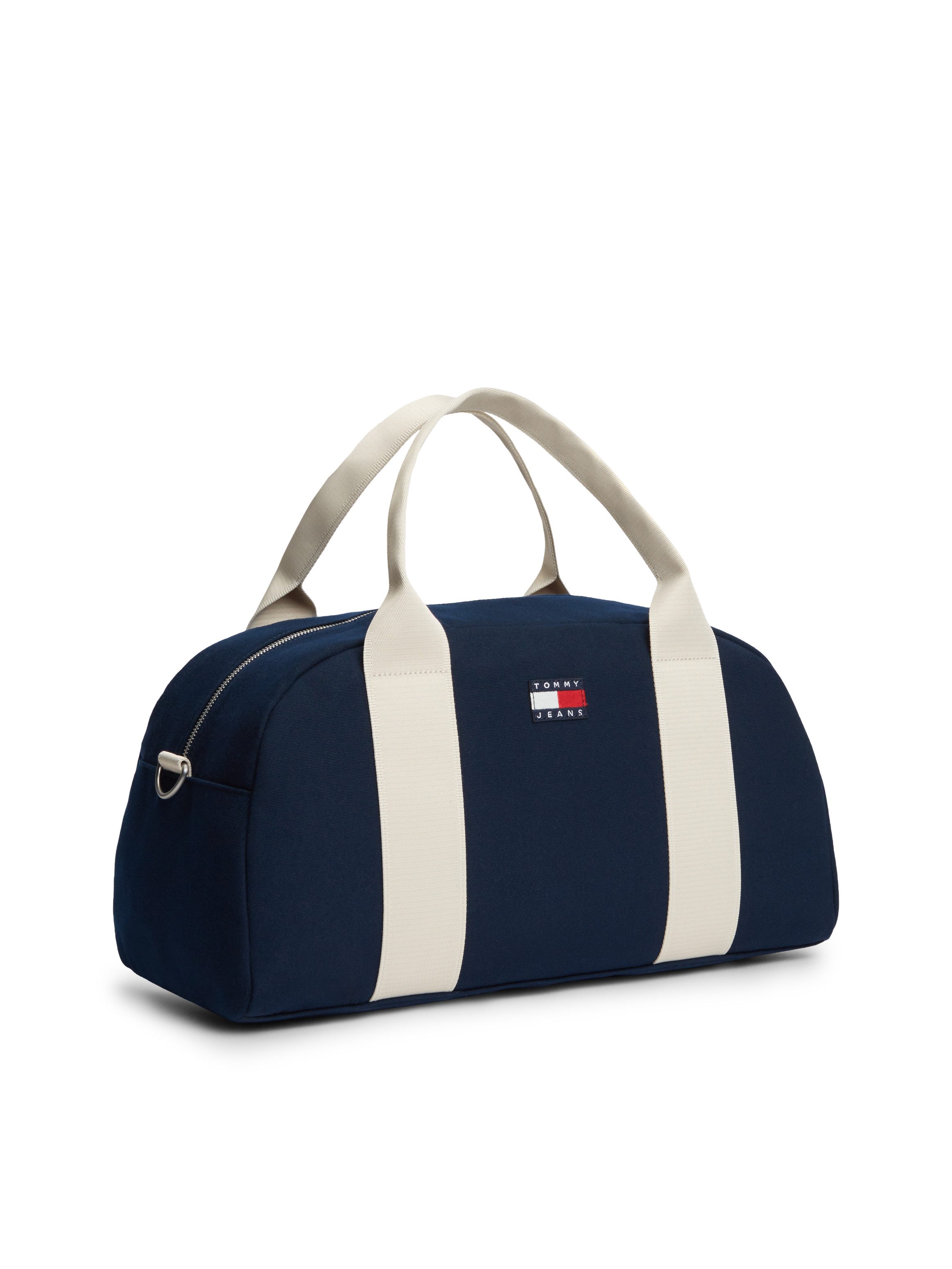 Tommy Jeans Weekender TJM BOLD VARSITY DUFFLE, Unisex Umhängetasche, Henkeltasche mit Kontrastbesatz