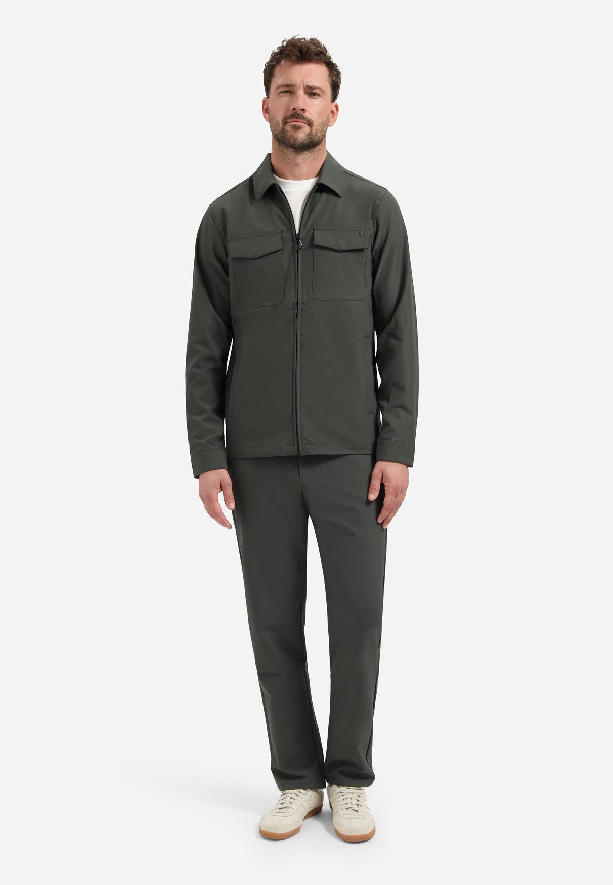 NO EXCESS Langarmhemd Overshirt Full Zipper Stretch Sedoc