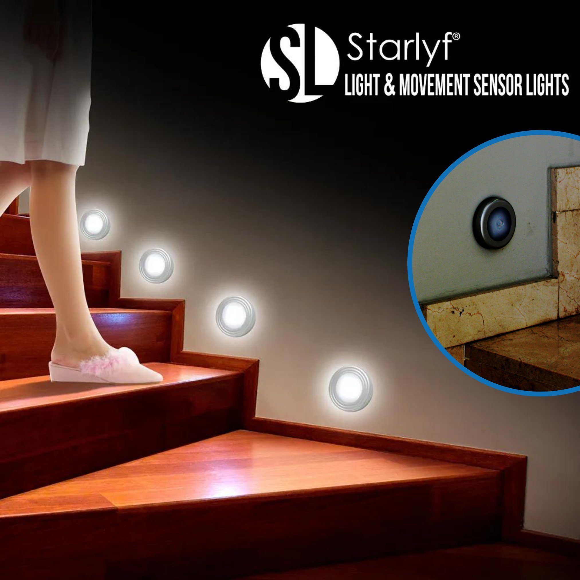 Nachtlicht Nachtlicht Bewegungsmelder, LED Light Abschaltung Warmweiß, Sensor automatische integriert, & Starlyf mit Lights, LED fest Bewegungsmelder, Movement
