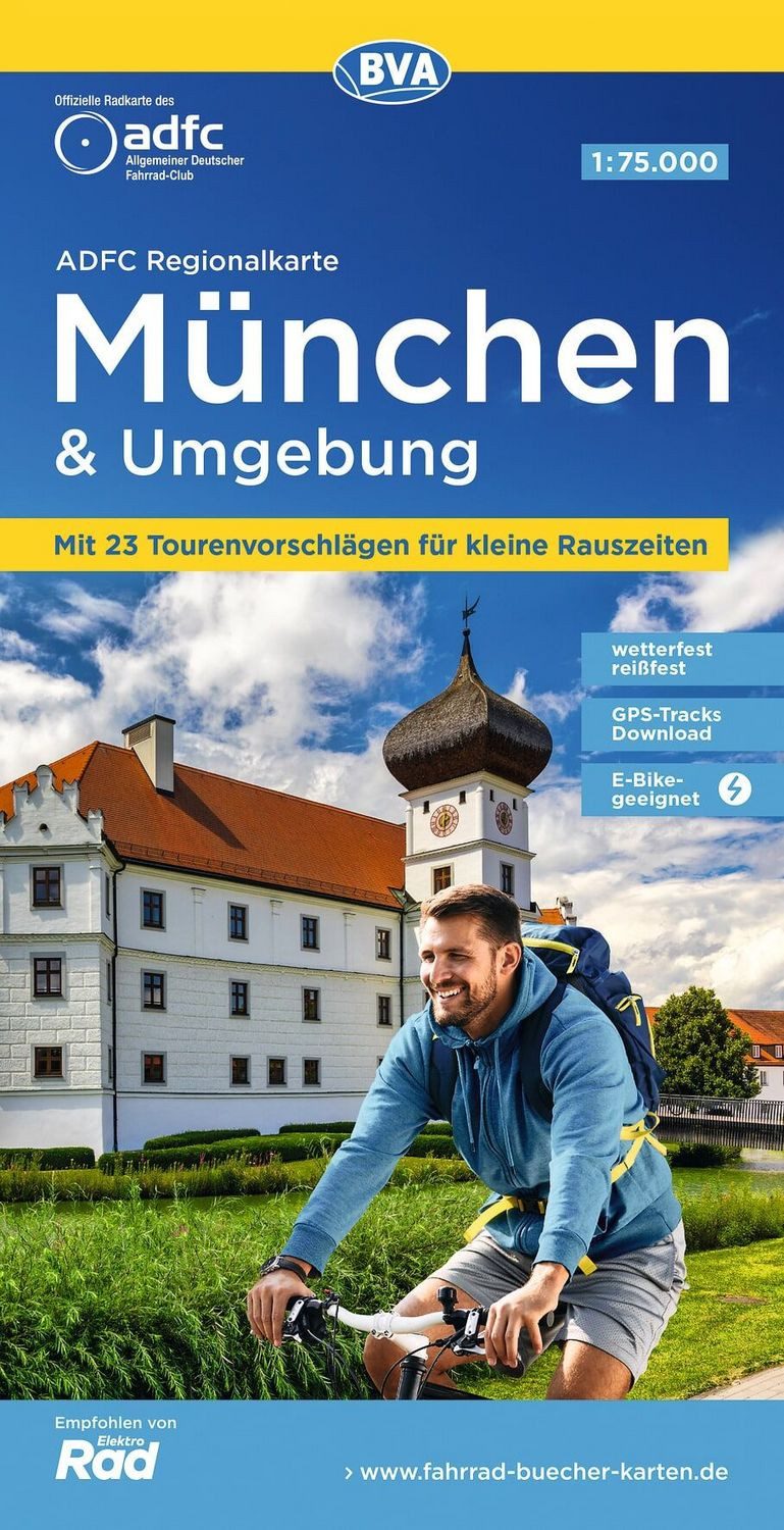 BVA ADFC Regionalkarte München und Umgebung 1:75.000 mit Tagestourenvo / diverse, mit Tagestourenvorschlägen, reiß- und wetterfest, E-Bike-geeignet, GPS-Tracks Download