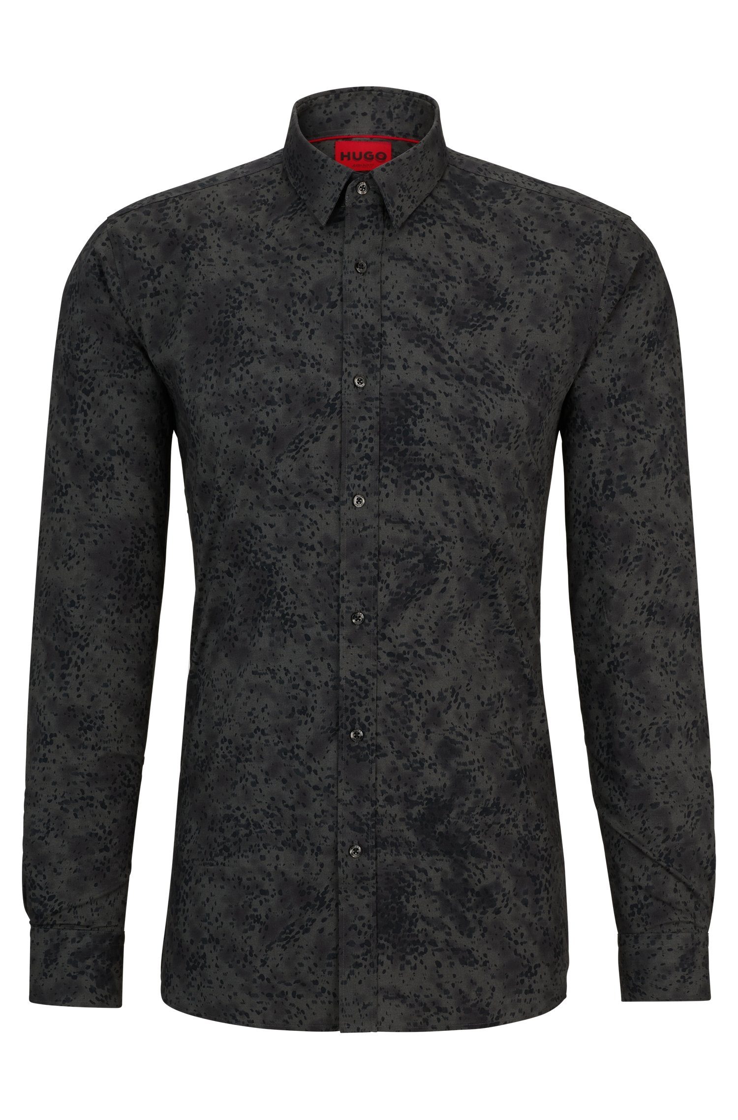 HUGO Langarmhemd Extra Slim-Fit Hemd aus Stretch-Baumwolle