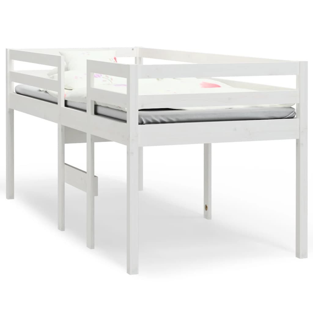 vidaXL Hochbett Etagenbett Weiß 90x200 cm Massivholz Kiefer