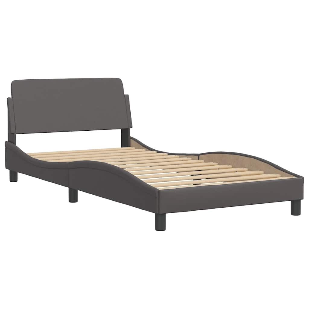 vidaXL Bett Bettgestell "Dover" Grau 100x200 cm Kunstleder