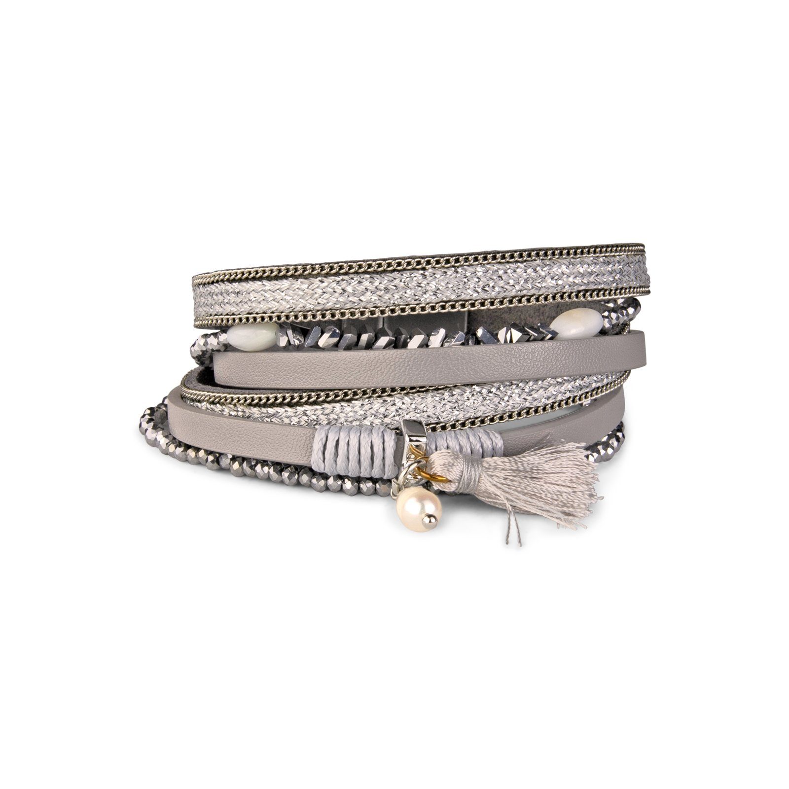 Nagel Jewellery Wickelarmband Darling silber & Princess gold, LikeLeather Armband aus Kunstleder, für Damen mit Magnetverschluss, vegan