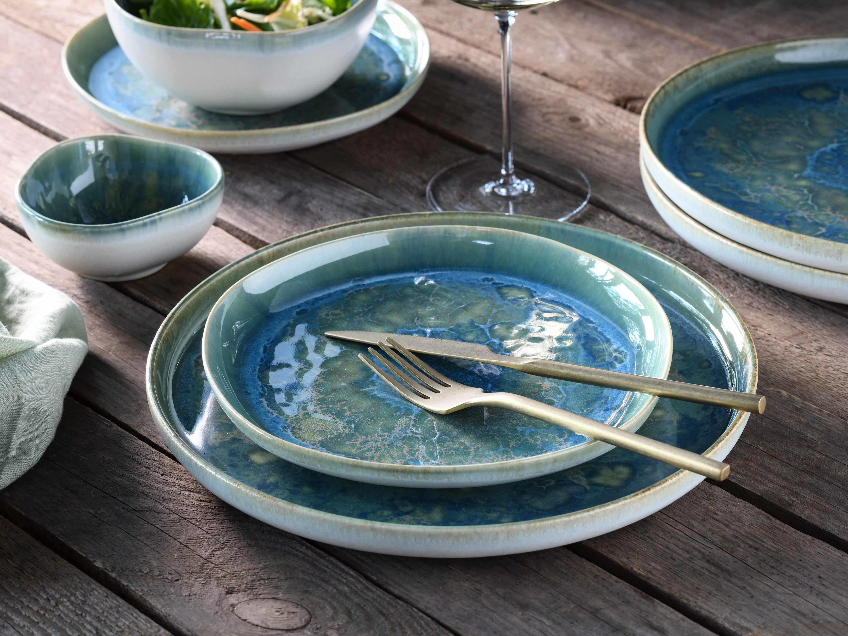 CreaTable Dessertteller Yuki, (4 St), Teller Set, reaktiver Digitaldruck, jedes Stück ein Unikat