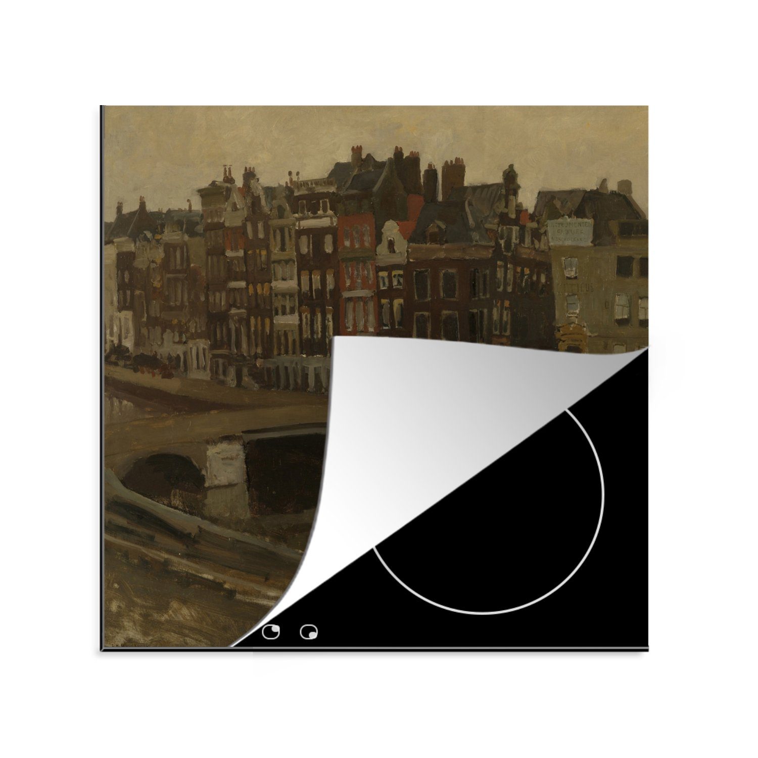 MuchoWow Herdblende-/Abdeckplatte Das Rokin in Amsterdam - George Hendrik Breitner, Vinyl, (1 tlg), 78x78 cm, Ceranfeldabdeckung, Arbeitsplatte für küche