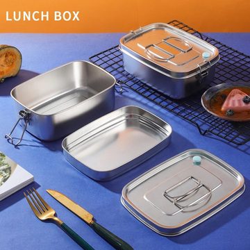 TWSOUL Lunchbox Doppelschicht Brotdose Edelstahl 1500ML, 8 x 13 x 8CM Frühstücksbox
