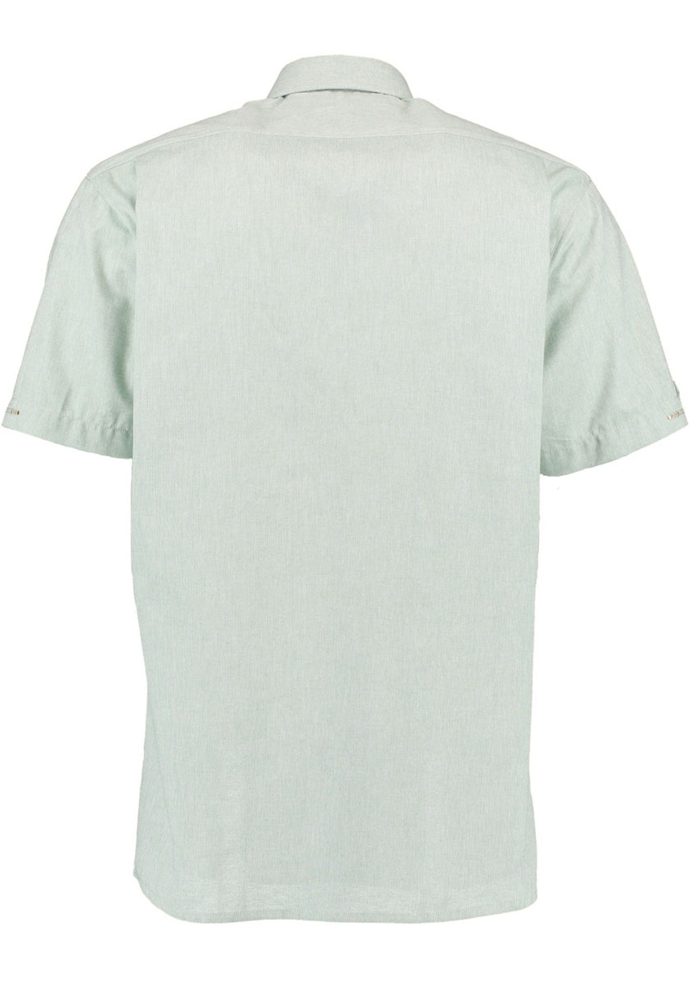 OS-Trachten Trachtenhemd Evubus Kurzarmhemd mittelgrün Stickerei und der Zierteil auf mit Knopfleiste