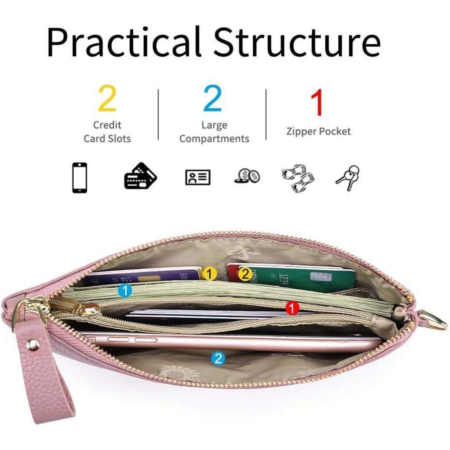 LuxusKollektion Clutch Damen Handtasche RFID Schutz Clutch Geldbörse Leder Dunkelpink