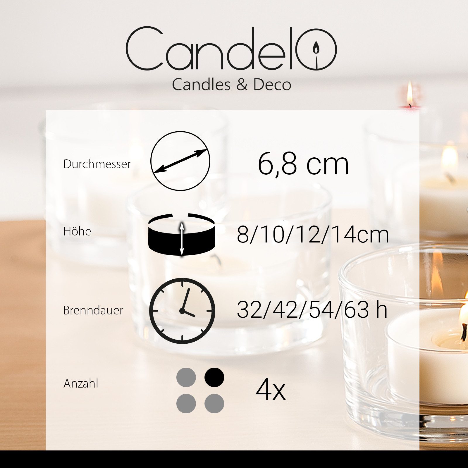 Candelo Stumpenkerze 4er Set Rustik Kerzen günstig online kaufen