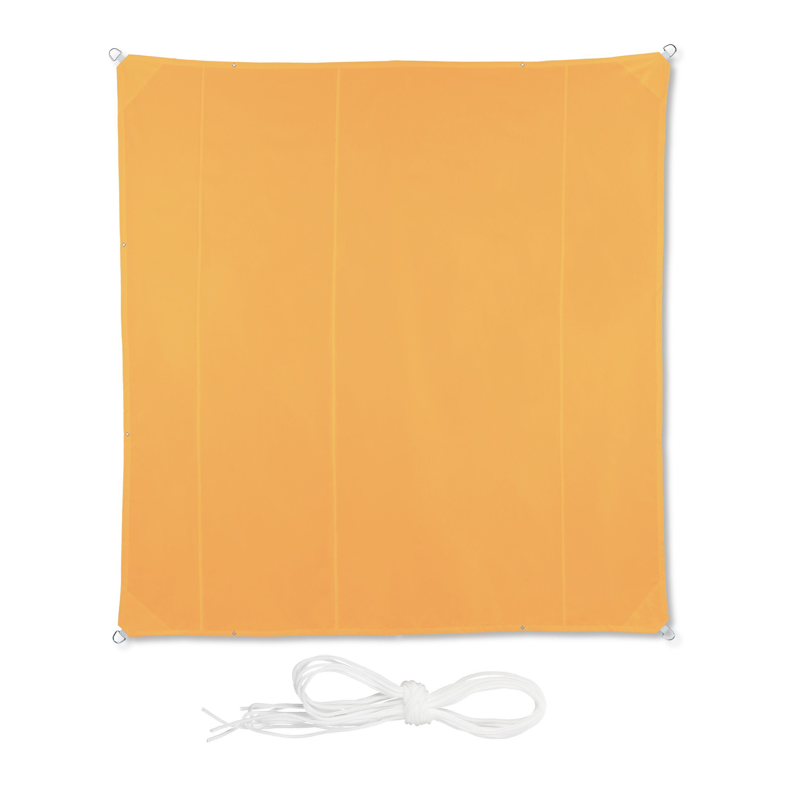 relaxdays Sonnensegel Gelbes Sonnensegel quadratisch, 5 x 5 m