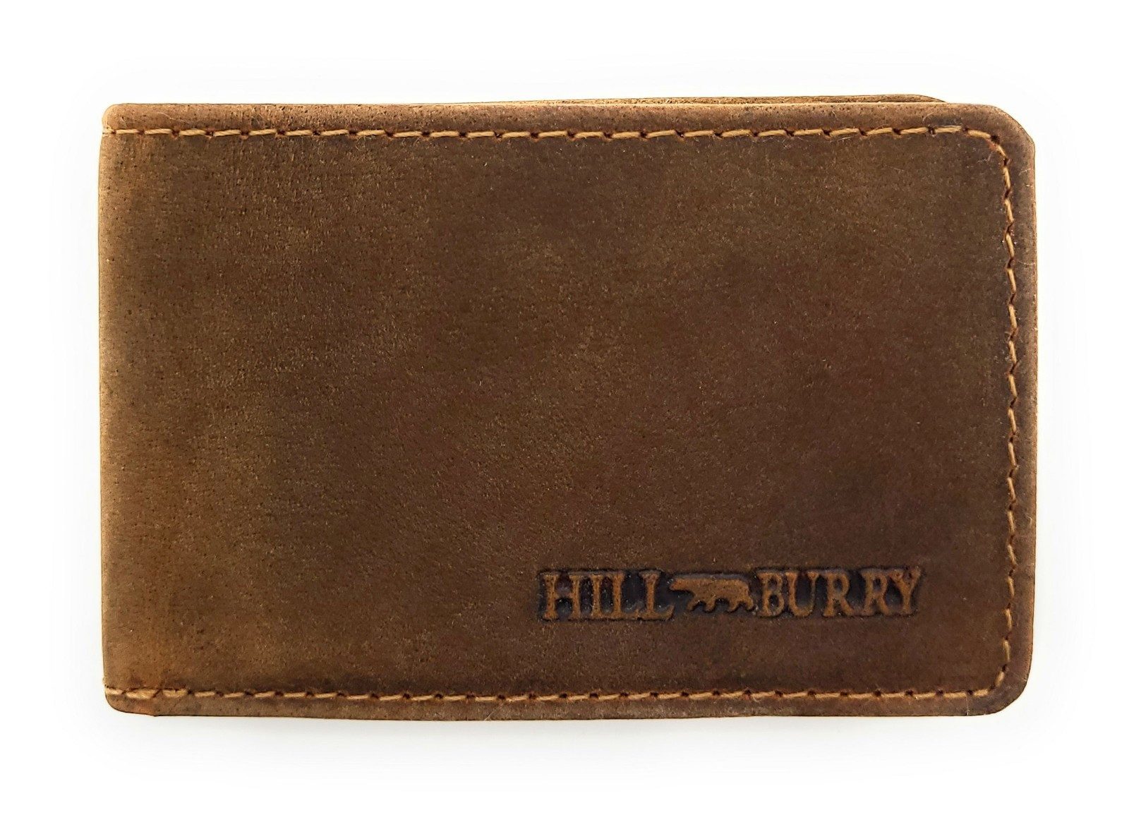 Hill Burry Mini Geldbörse kleines Portemonnaie aus echtem Hunterleder mit RFID-Schutz