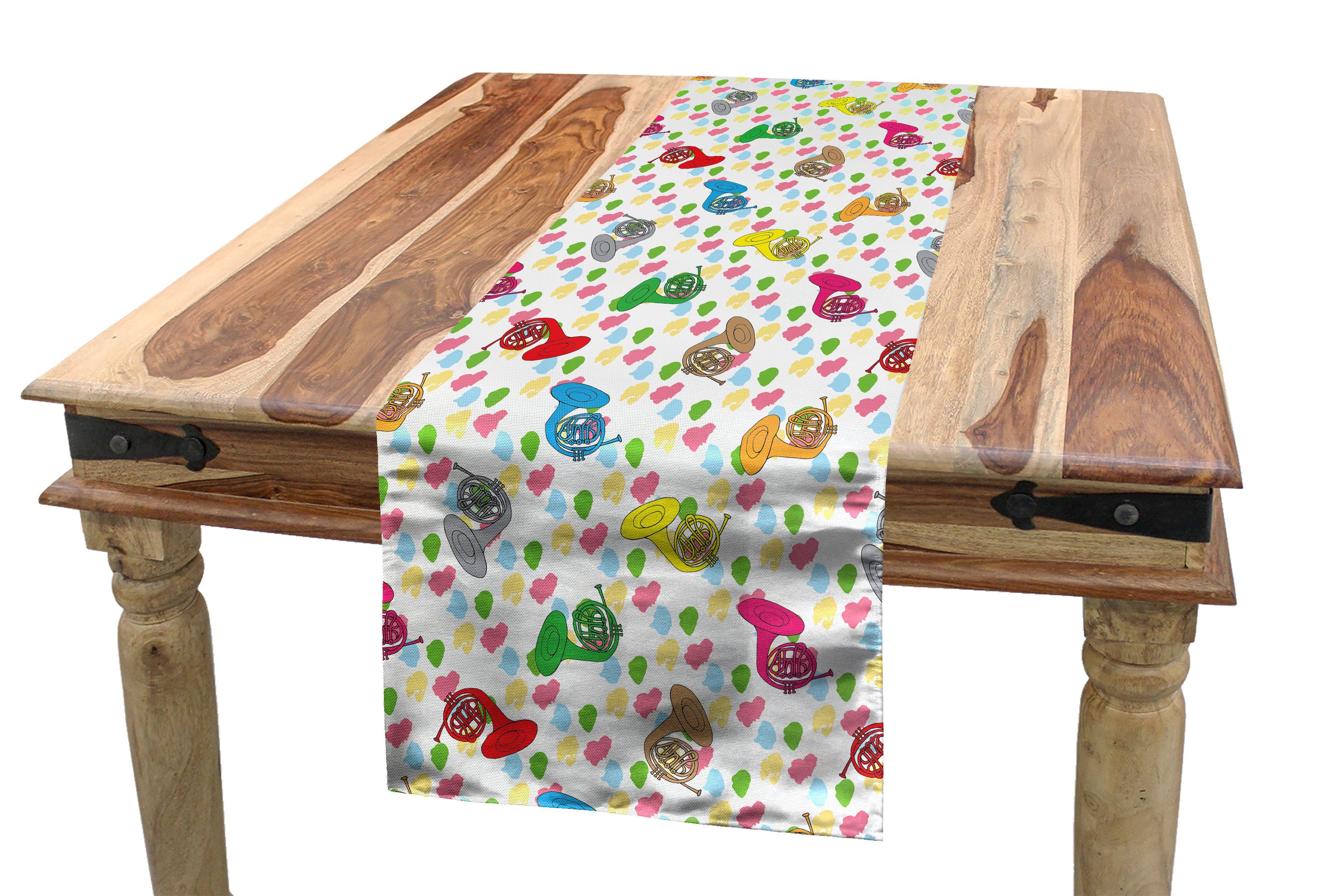 Esszimmer Rechteckiger Tischläufer, Bunt Küche Dekorativer Blots Tischläufer Instrumente Abakuhaus Farbe
