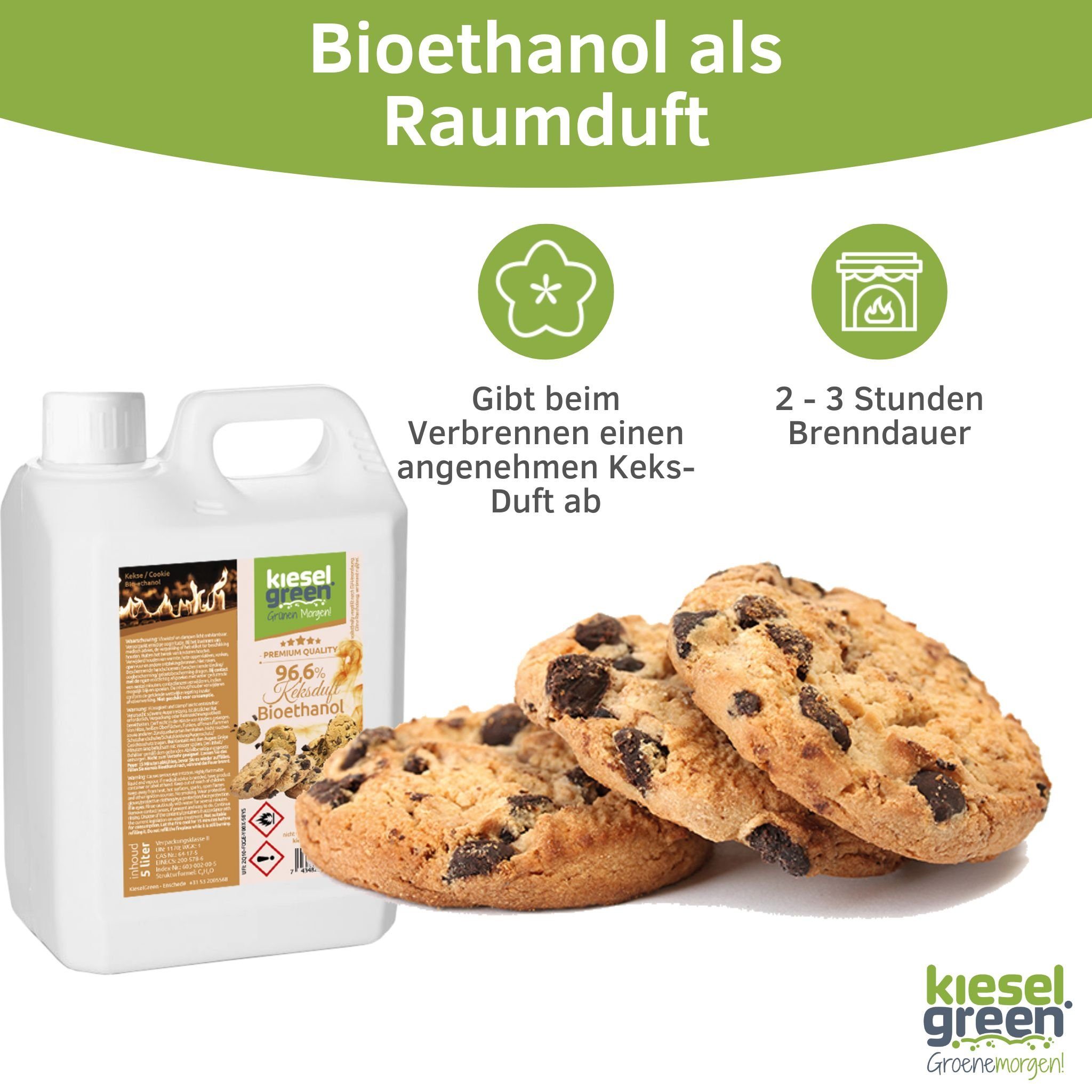 KieselGreen Bioethanol KieselGreen Bioethanol 5/10/25/50 Liter mit Duft für Ethanol-Kamin, 5 l – Bild 4 von 5