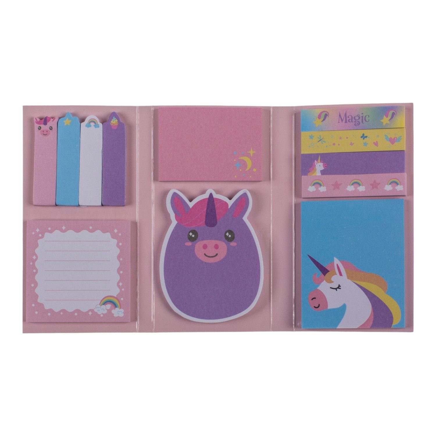 Haftnotizblock Einhorn Haftnotizen Bürobedarf Unicorn Klebezettel mit 6 Designs
