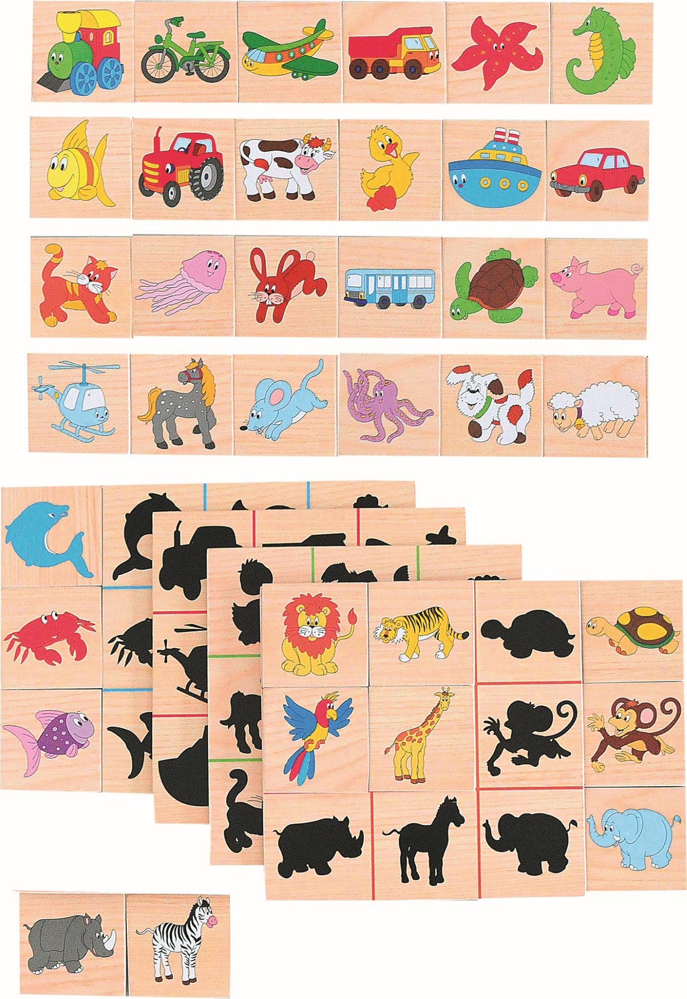 Woodyland Lernspielzeug 93025 Holzspielzeug Match The Shadows Legespiel Puzzle, Finde die passenden Schatten