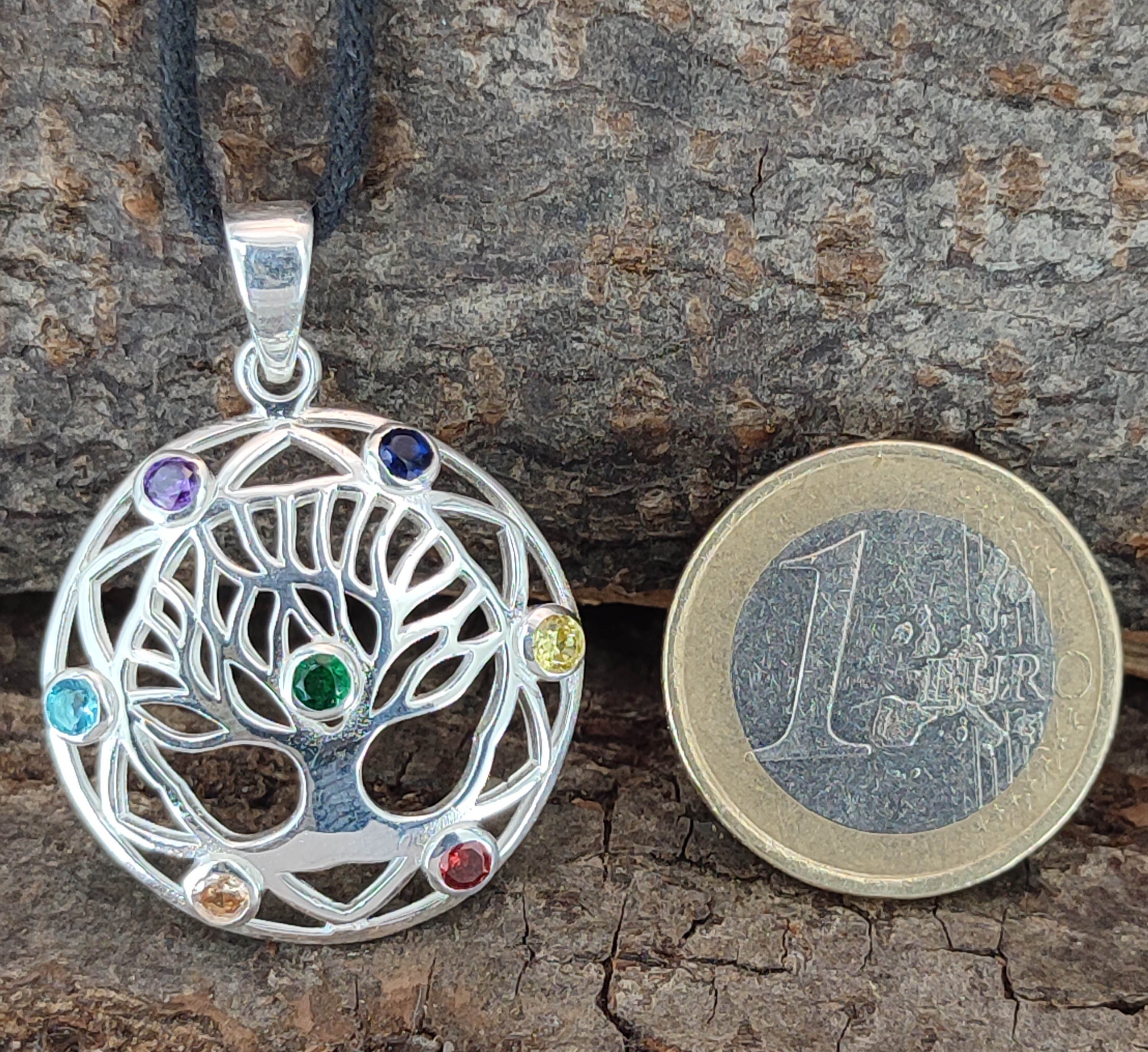 Kiss of Nr.419 Yggdrasil Leather Weltenbaum Kettenanhänger Chakra Silber Anhänger 925 Kettenanhänger Lebensbaum