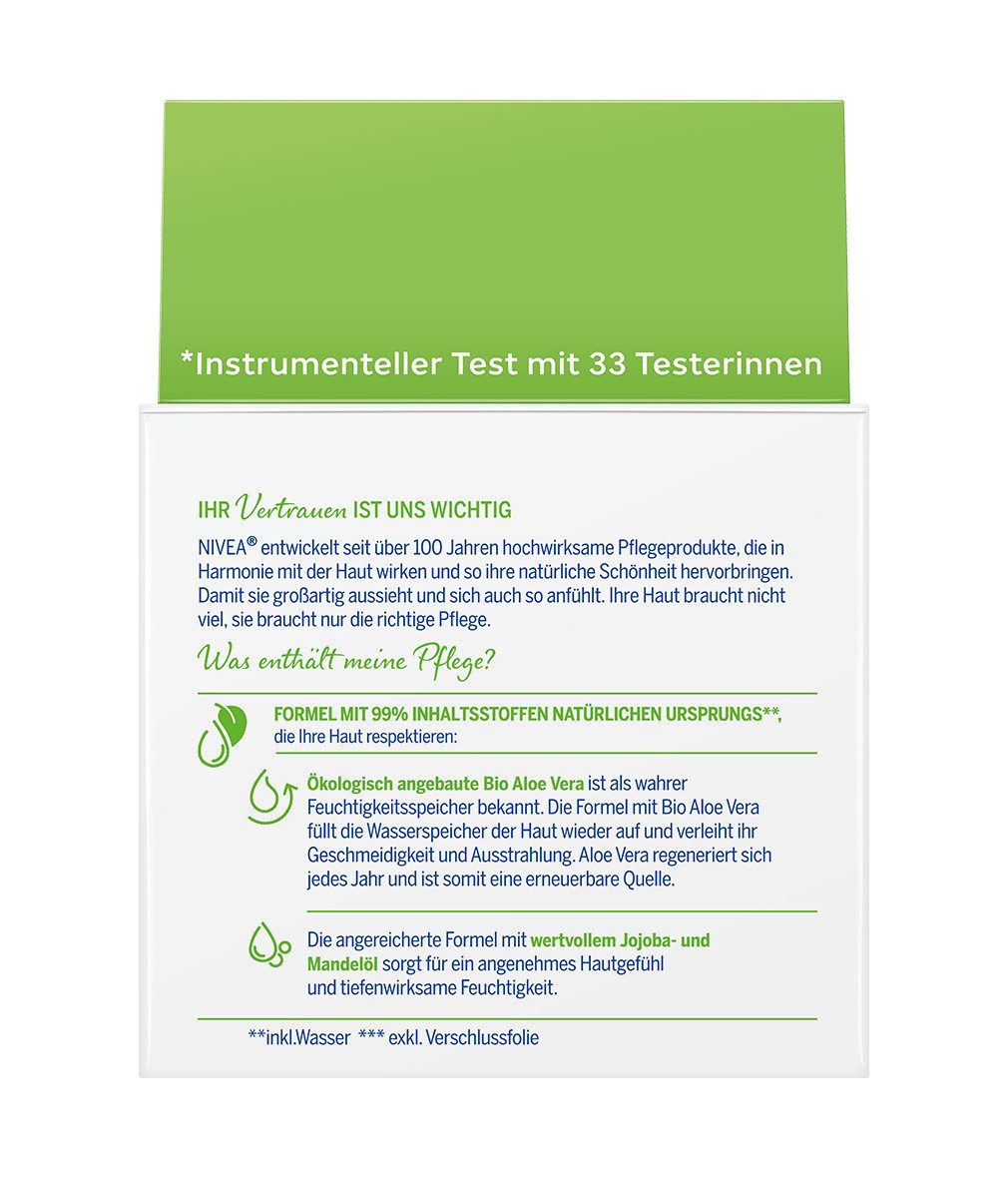 Nivea Tagescreme Natural Balance feuchtigkeitsspendend 24h Feuchtigkeit 2 x 50ml, 2-tlg., Aloe Vera, Jojobaöl, Mandelöl