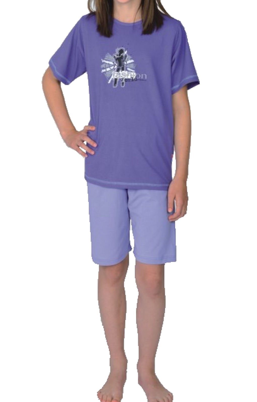 Shorty Wörner Mädchen Shorty kurzer Schlafanzug Fashion world lavendel