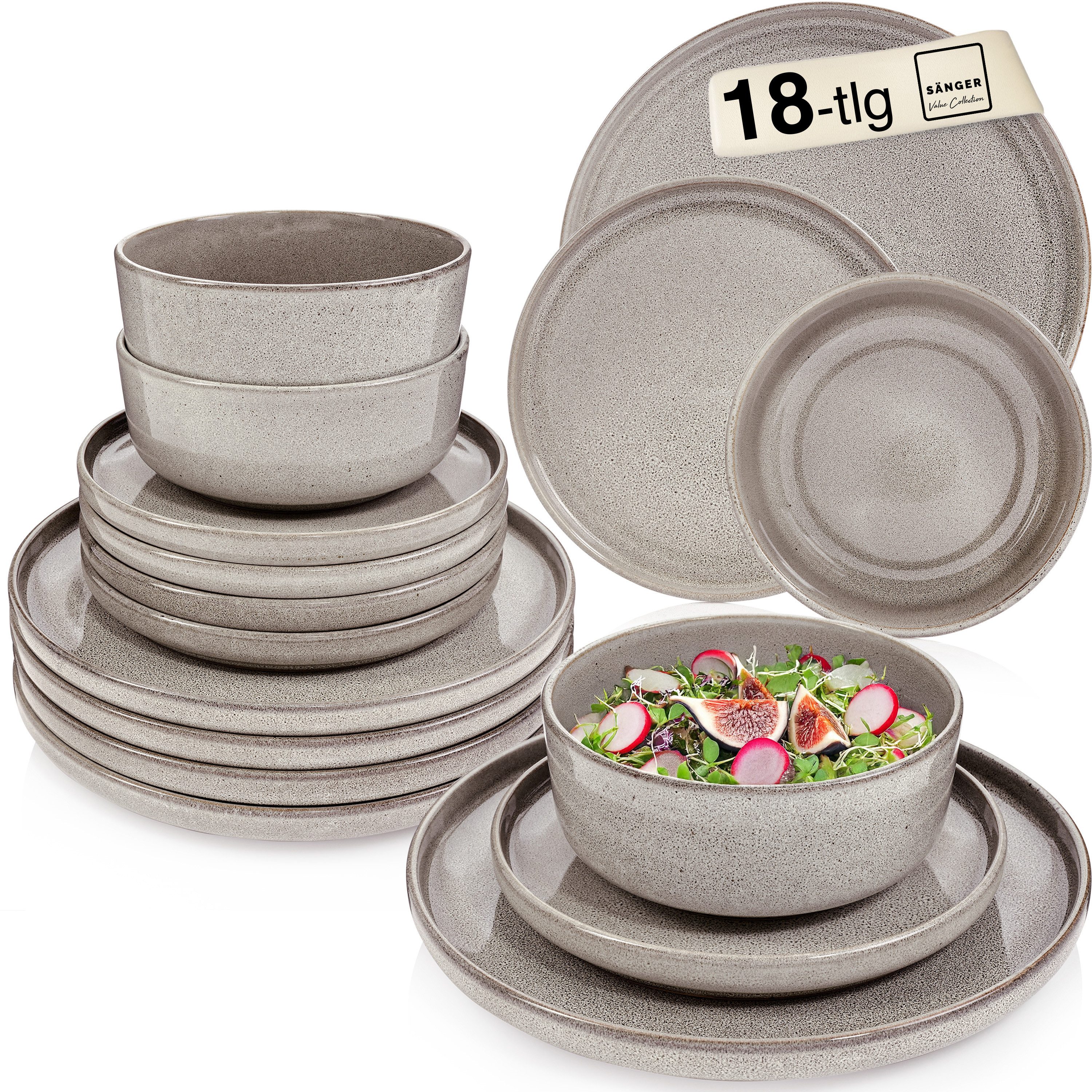 SÄNGER Tafelservice Kairo (18-tlg), 6 Personen, Steingut, Kairo Clay, Handmade, VALUE COLLECTION