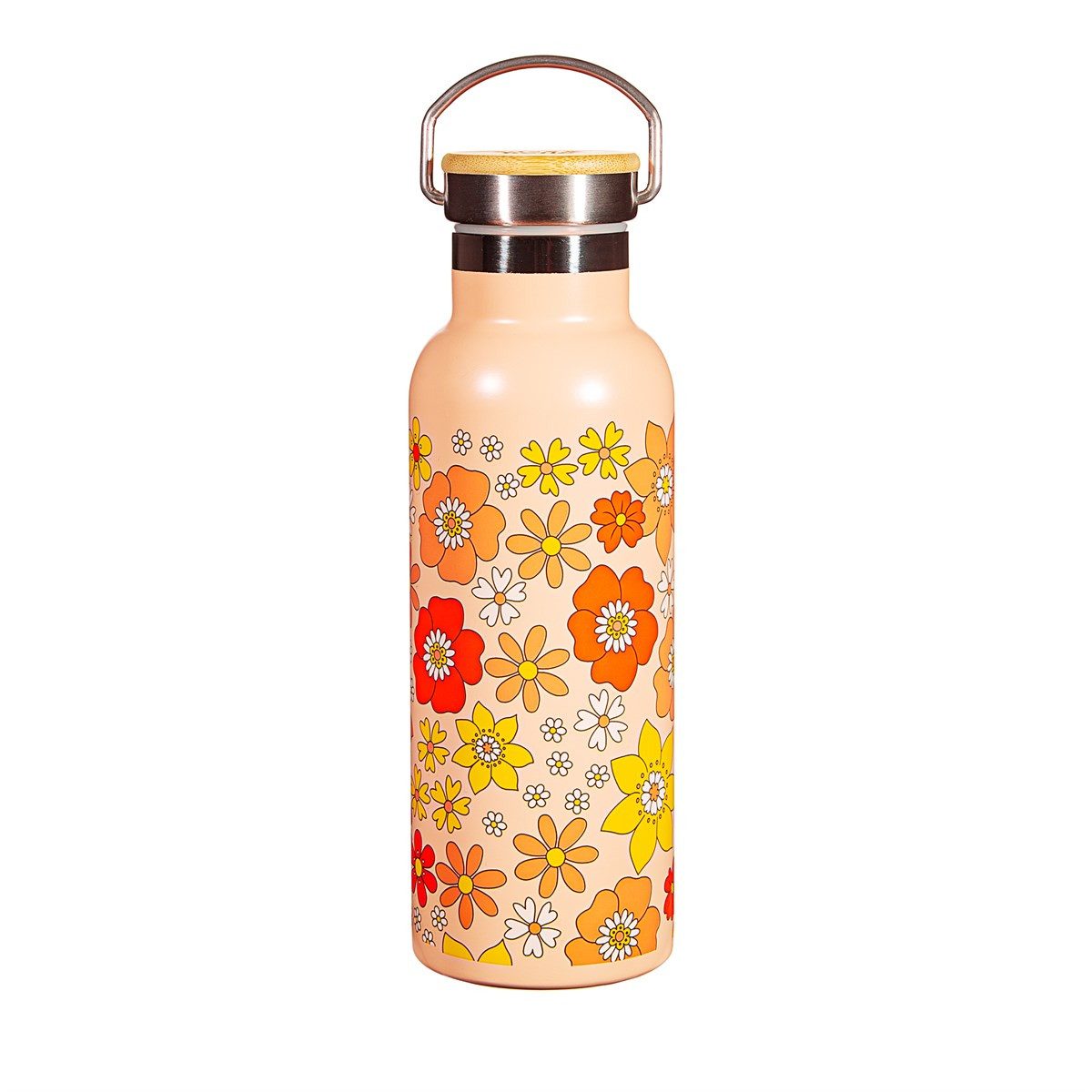 Sass & Belle Isolierflasche Wasserflasche 70`s Floral - Sausage Dog Dackel, Edelstahl ca. Ø 7,2 x 22 cm, für 500 ml
