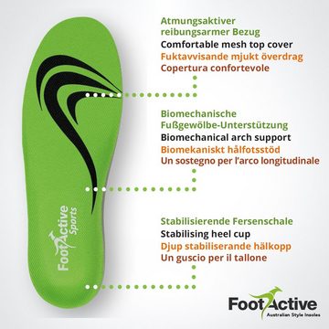 FootActive Einlegesohlen FootActive SPORT, Biomechanische Einlegesohlen für Sport und Freizeit. Perfekte Unterstützung und Dämpfung für Fersen, Füße, Schienbeine und Rücken.