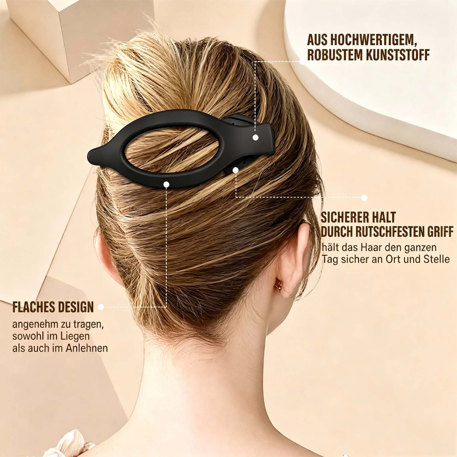 MOPUEA Haarspange Flache Haarspange für Damen Französisches Rutschfestes Starkes 6pcs, 6-teiliges Haarspangen-Set in modernen Brauntönen, Leichte Haarspangen mit starkem Halt für viele Frisuren, Rutschfest, leicht, haarschonend und angenehm zu tragen