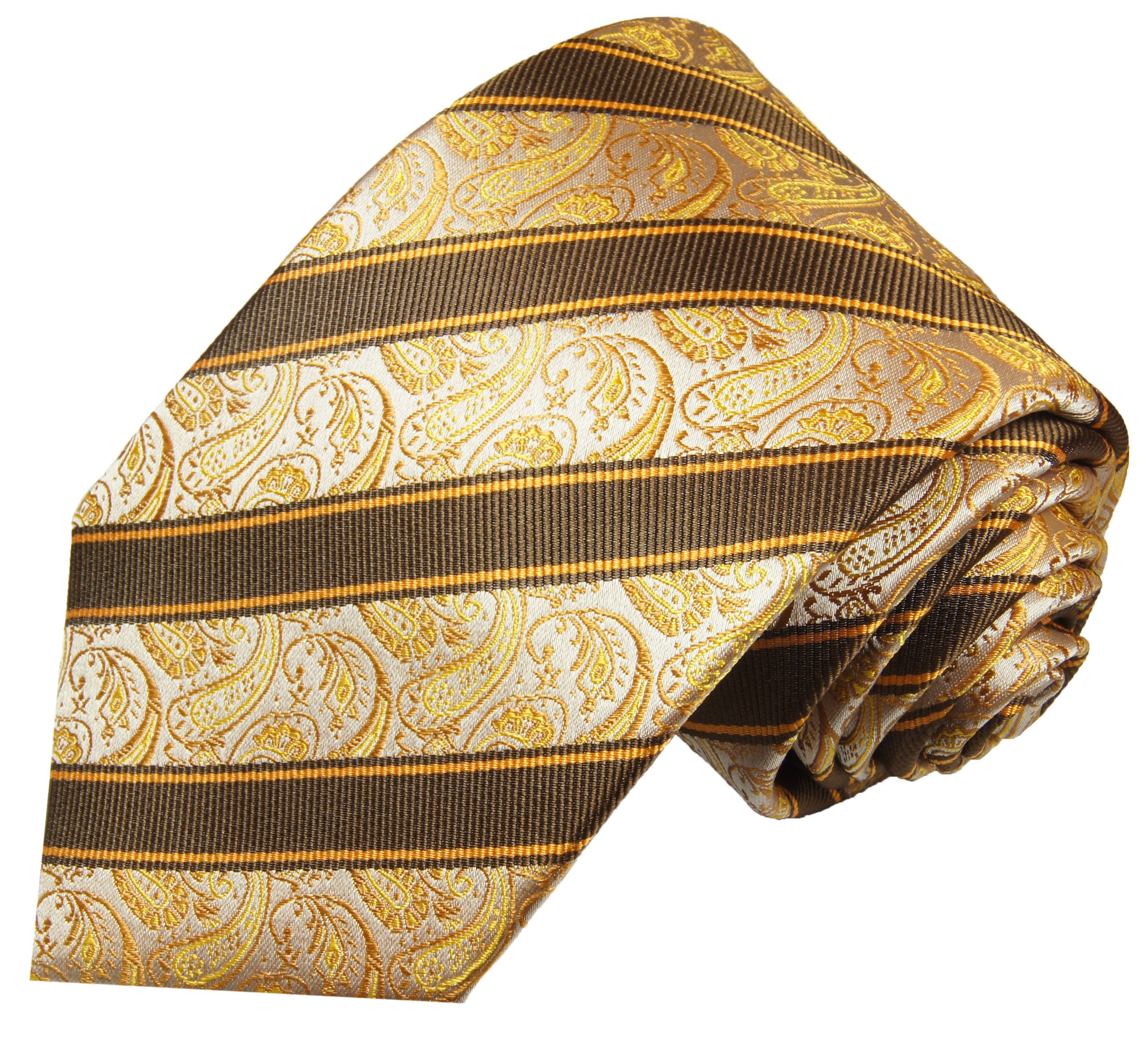 Paul braun Krawatte mit Tuch mit paisley Schmal Seide 100% Herren gestreift Krawatte Schlips 2-St., 2011 (6cm), (Set, Einstecktuch) gelb Malone Seidenkrawatte