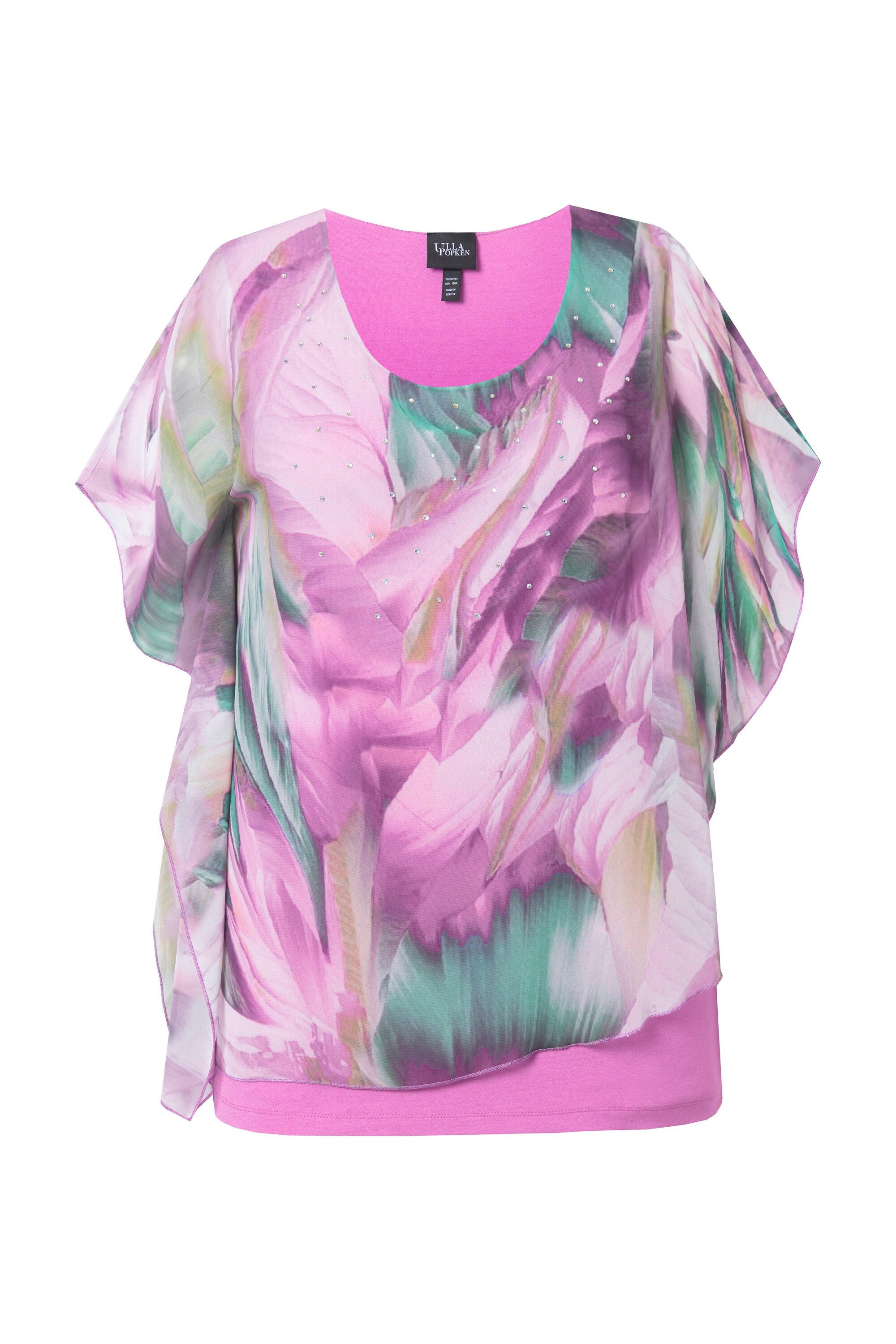 Ulla Popken Druckbluse Chiffonbluse doppellagig Oversized günstig online kaufen