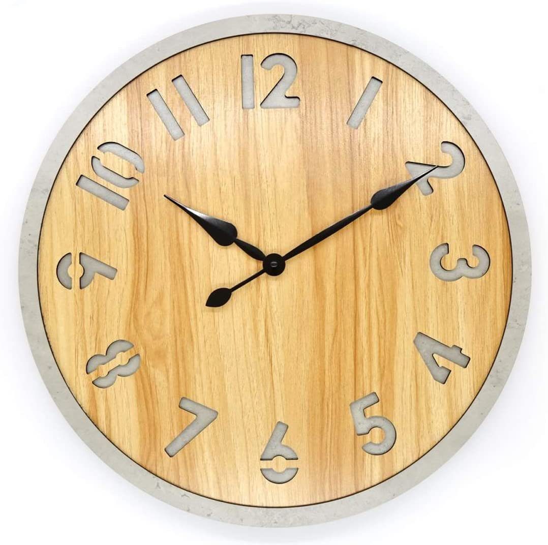 Wanduhr Große Vintage Holzuhr XXL Holz Betonoptik MDF Uhr Holzoptik