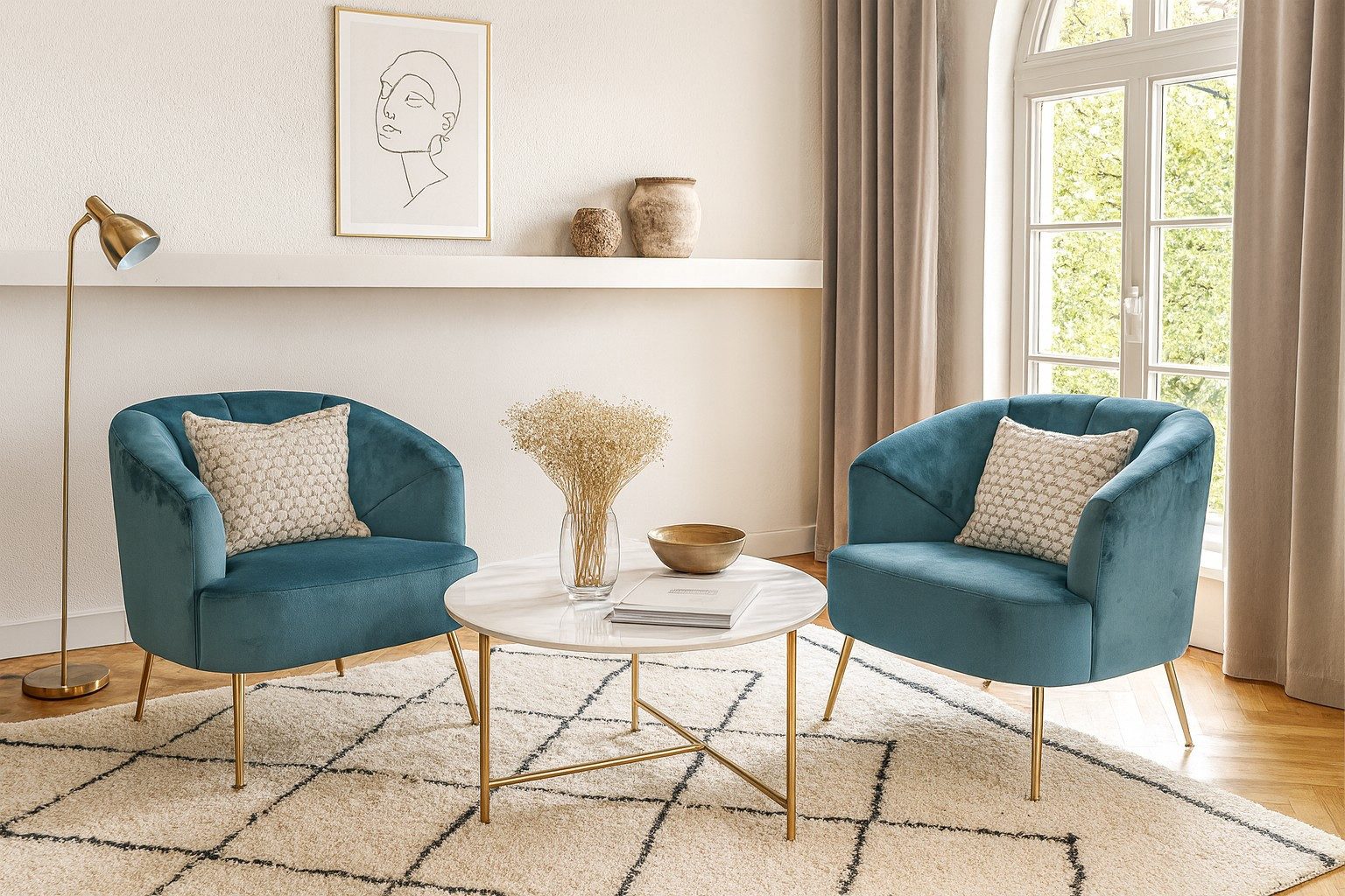 moebel-direkt-online Loungesessel Moderner Polstersessel mit goldfarben bes günstig online kaufen