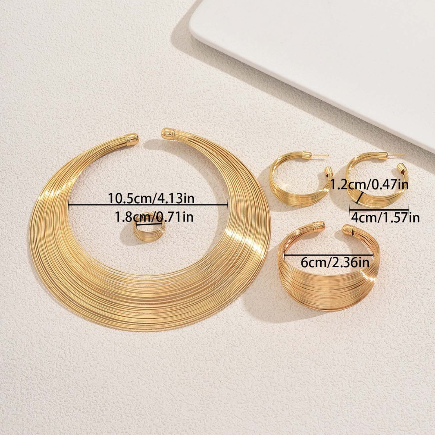 trends for living Schmuckset Mehrlagiges Schmuckset aus Metall mit geometri günstig online kaufen