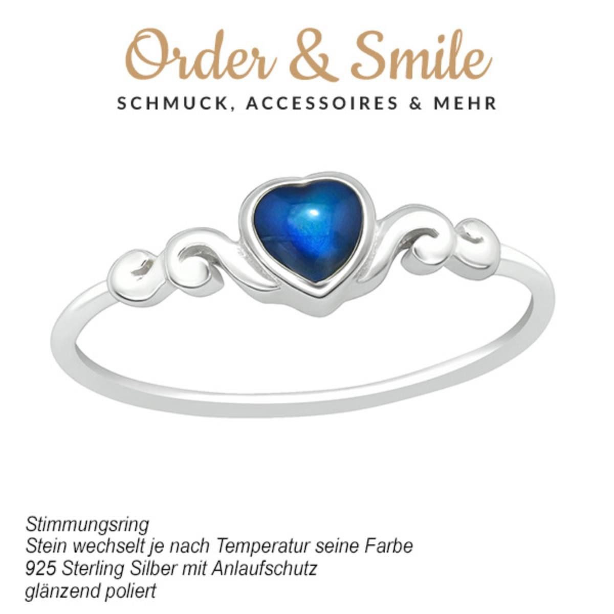 Order & Smile Schmuck Silberring Stimmungsring Silber 925 Mood Ring „Herz“ günstig online kaufen