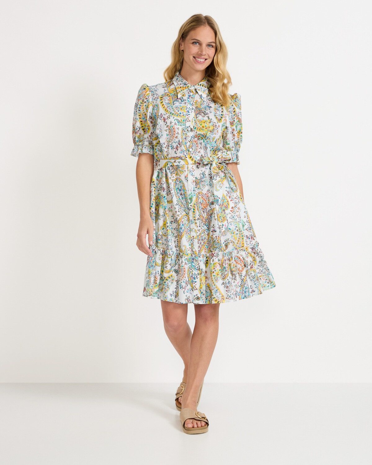 White Label Hemdblusenkleid Paisley-Halbarmkleid