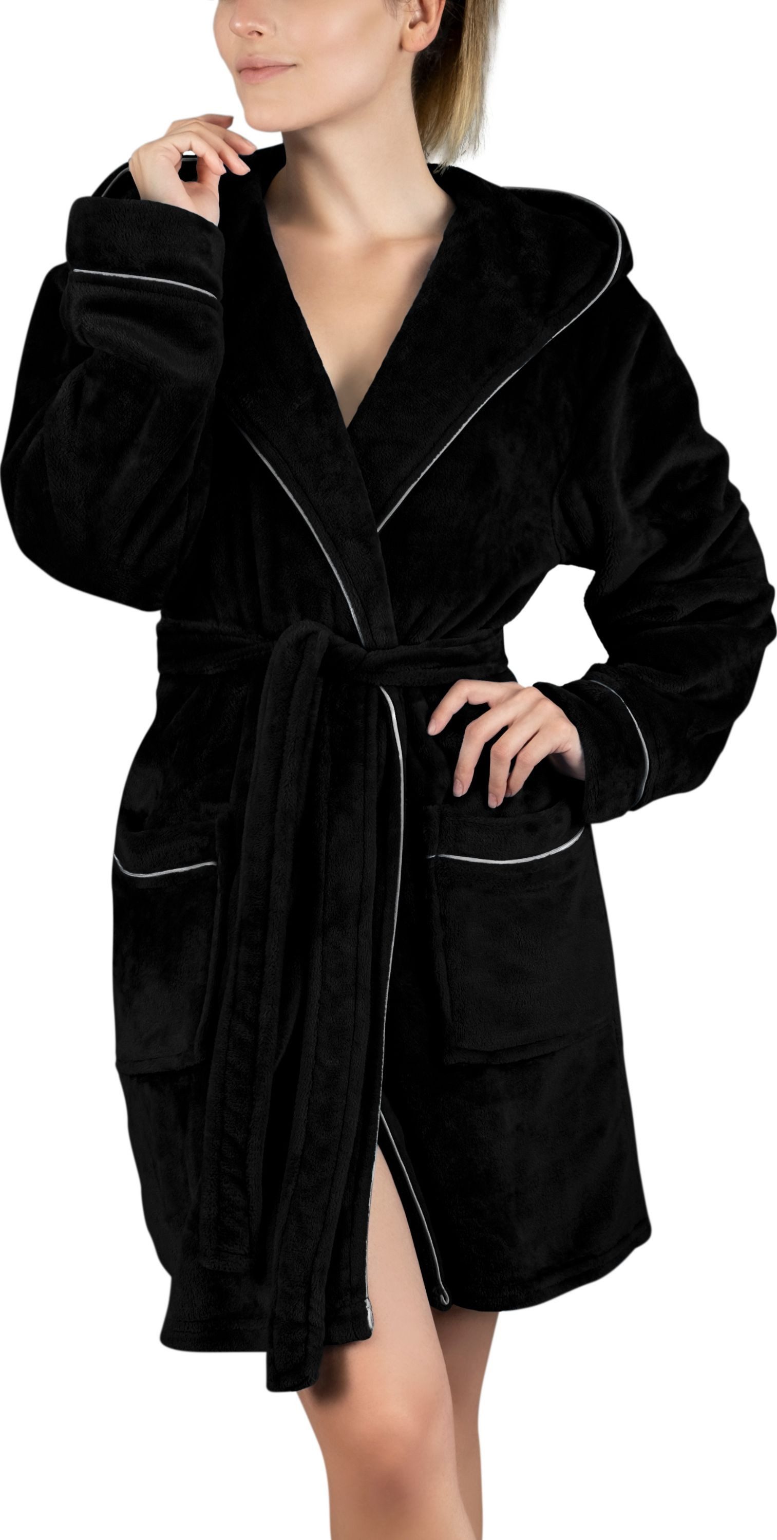 Gräfenstayn Damenbademantel Bademantel Damen flauschig Kapuze Kuschelfleece günstig online kaufen