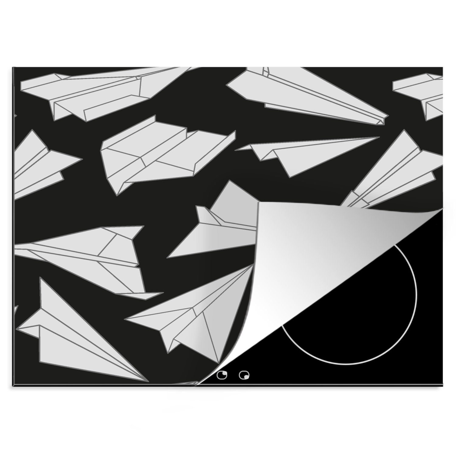 MuchoWow Herdblende-/Abdeckplatte Design - Papier cm, tlg), 60x52 Vinyl, - Mobile Flugzeuge, nutzbar, (1 Arbeitsfläche Ceranfeldabdeckung