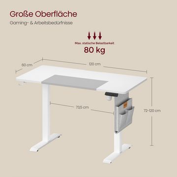 VASAGLE Schreibtisch höhenverstellbar elektrisch, Memory-Funktion mit Organizer und Haken