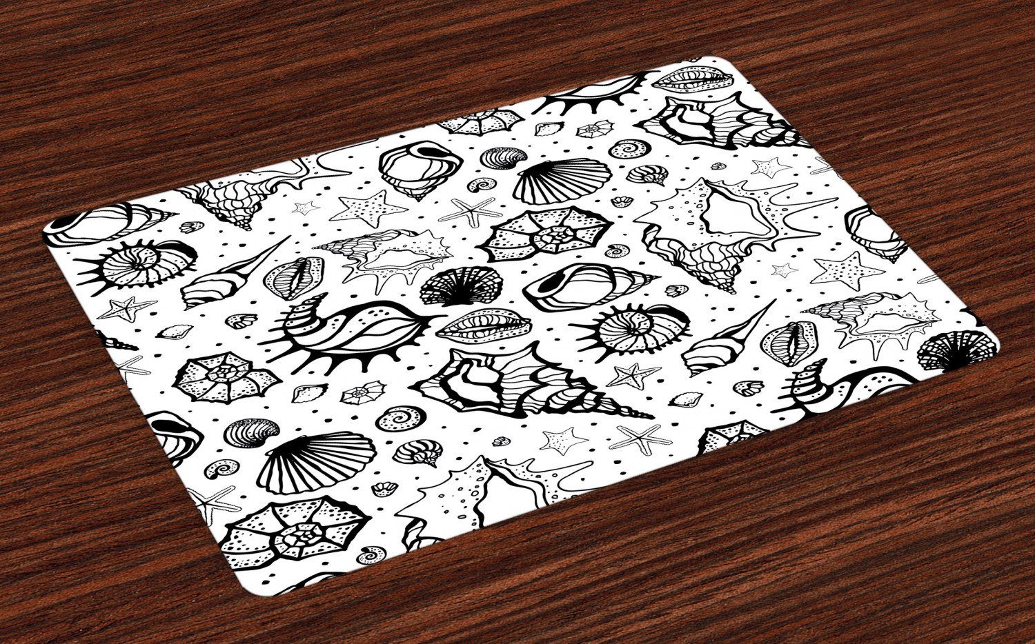 Platzset, Waschbare Stoff Esszimmer Küche Tischdekorations Digitaldruck, Abakuhaus, (4-teilig, 4 Teilig-St., Set aus 4x), Sea Shells Aquatic Element