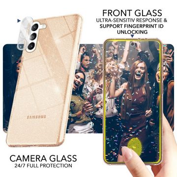 Nalia Smartphone-Hülle Samsung Galaxy S23 Plus, Klare Glitzer Silikon Hülle / 2x Display- & Kameraschutz / Bling Cover