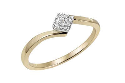 goldmaid Fingerring, 585/- Bicolor 9 Brillanten 0,13 ct. P1 weiß