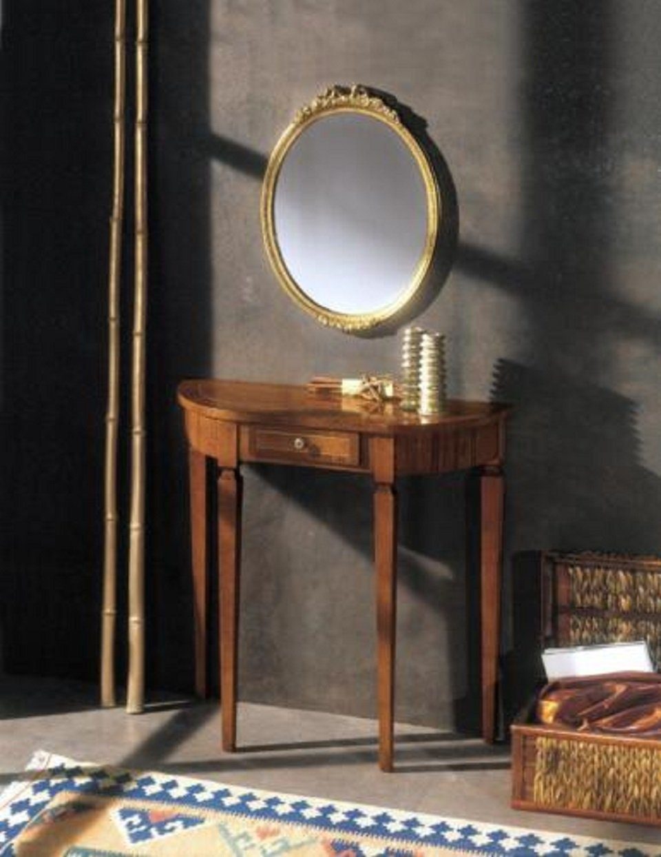 JVmoebel Konsolentisch Möbel Stil Art Déco Konsolentisch Spiegel Holz Italienische 2tlg