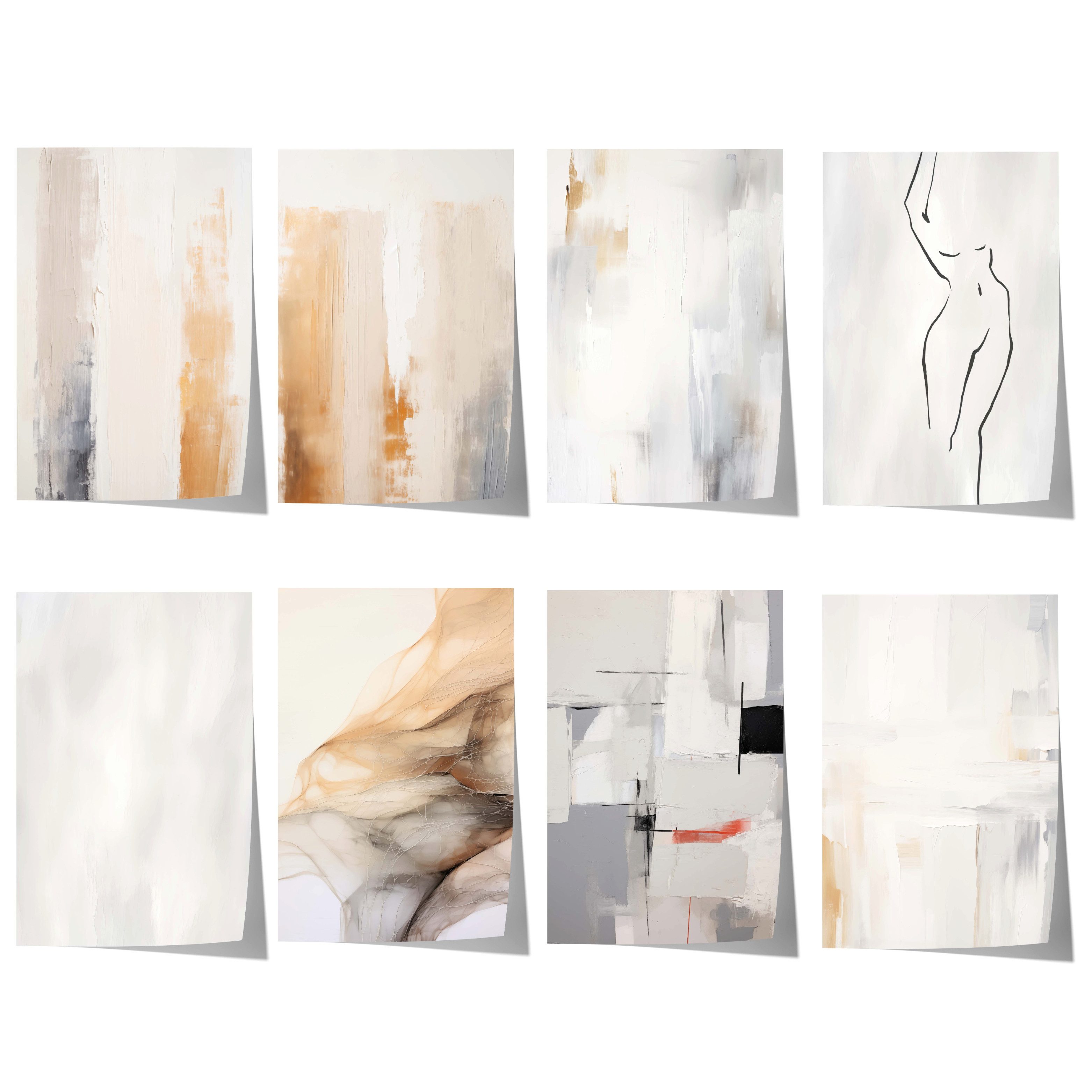JUSTGOODMOOD Poster Abstrakte Kunst Geschenkidee Minimalistische Beige Grau Komposition mi, G (1 St)