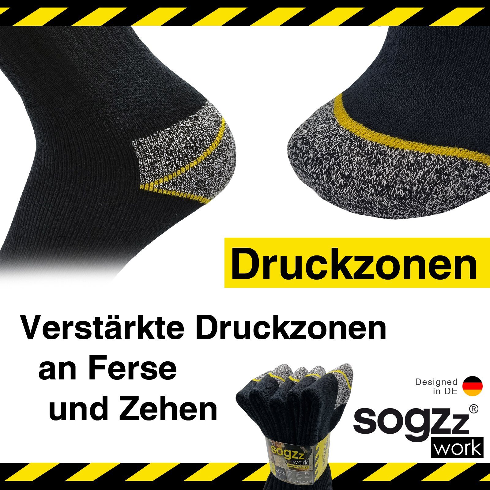 Normani WORK STANDARD 6 PACK - Socken - Schwarz Grau Gelb/schwarz
