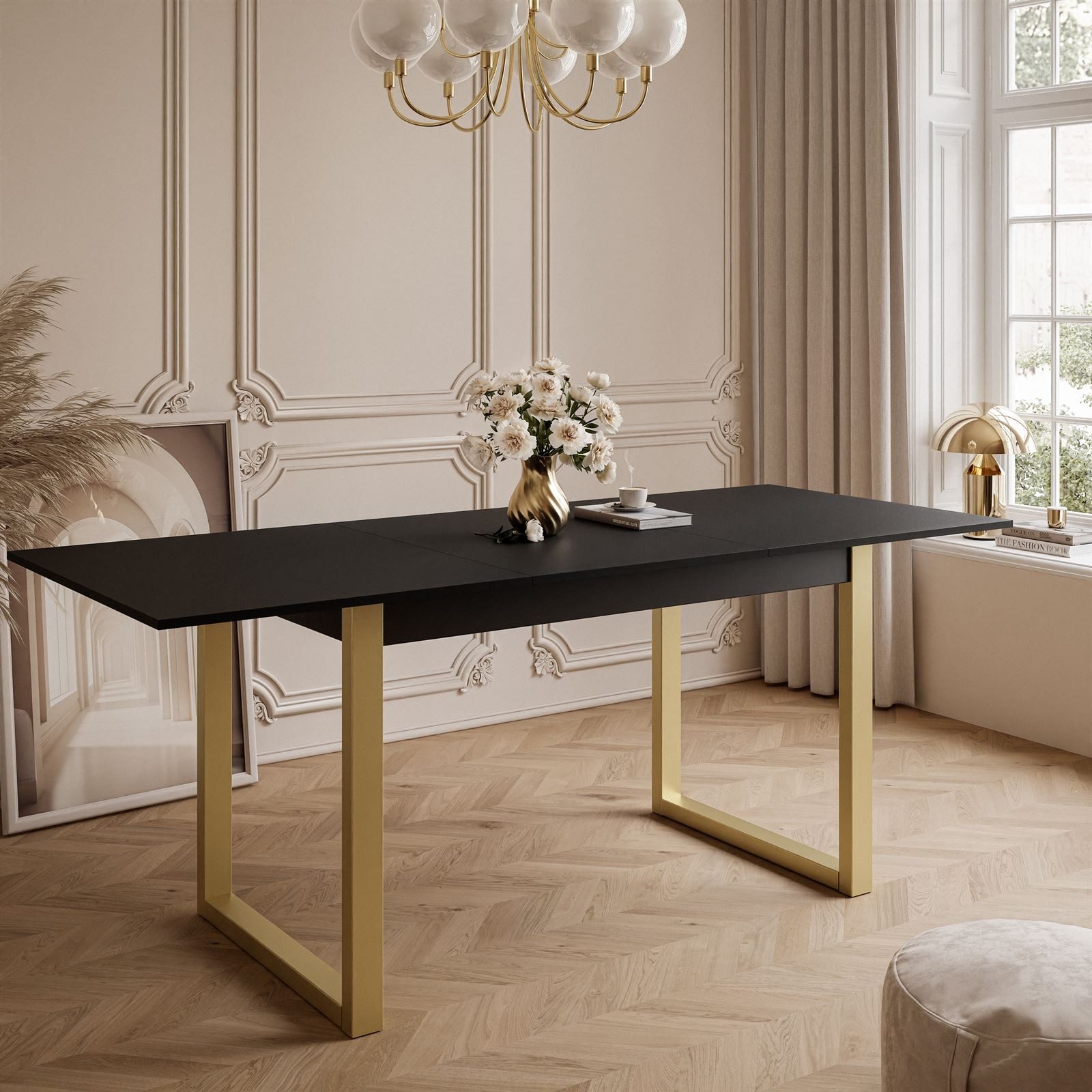 Lookway Esstisch ARTON GOLD II 140 cm ausklappbarer Tisch für 6-8 Personen, Breite: 140-195