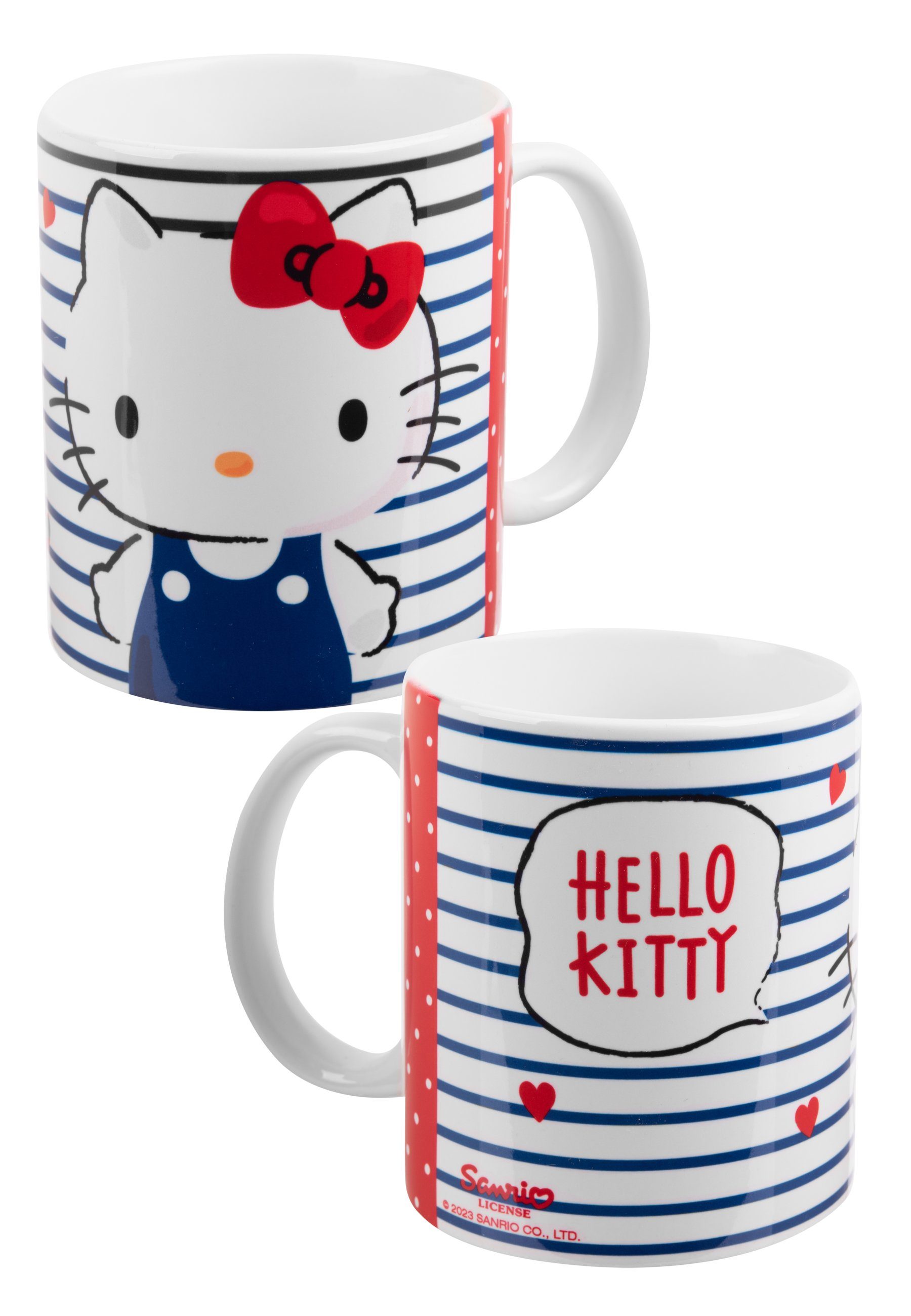United Labels® Tasse Hello Kitty Tasse - Hearts - Becher Kaffeetasse 320 ml, Porzellan