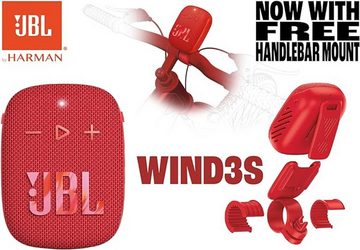 JBL Wind 3S Tragbarer Mini Bluetooth Lautsprecher rot Bluetooth-Lautsprecher (5 W, Wasserdicht mit Clip für Sport, Fahrrad und Roller - Bass Boost)
