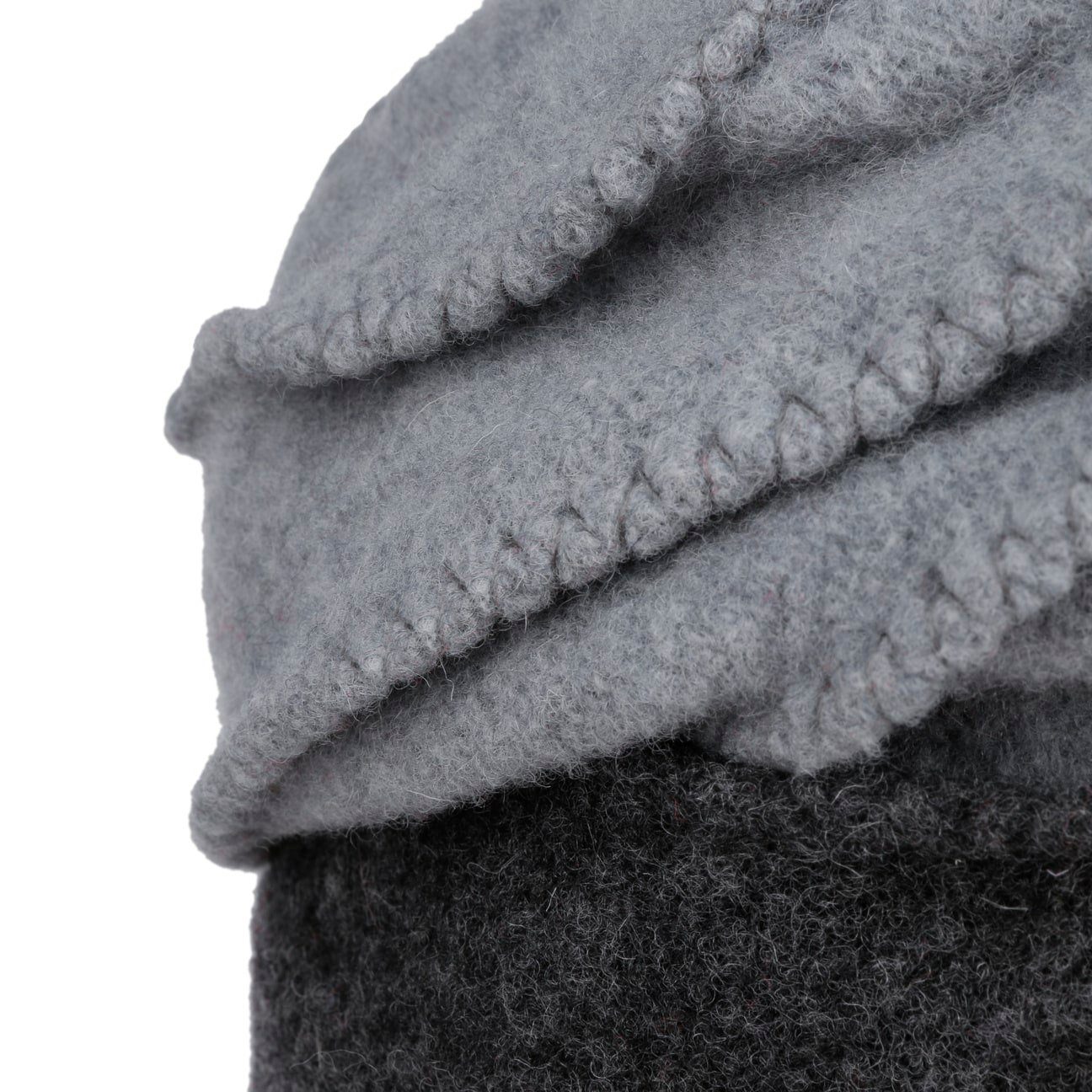 Seeberger Strickmütze (1-St) mit Wollmütze grau Umschlag