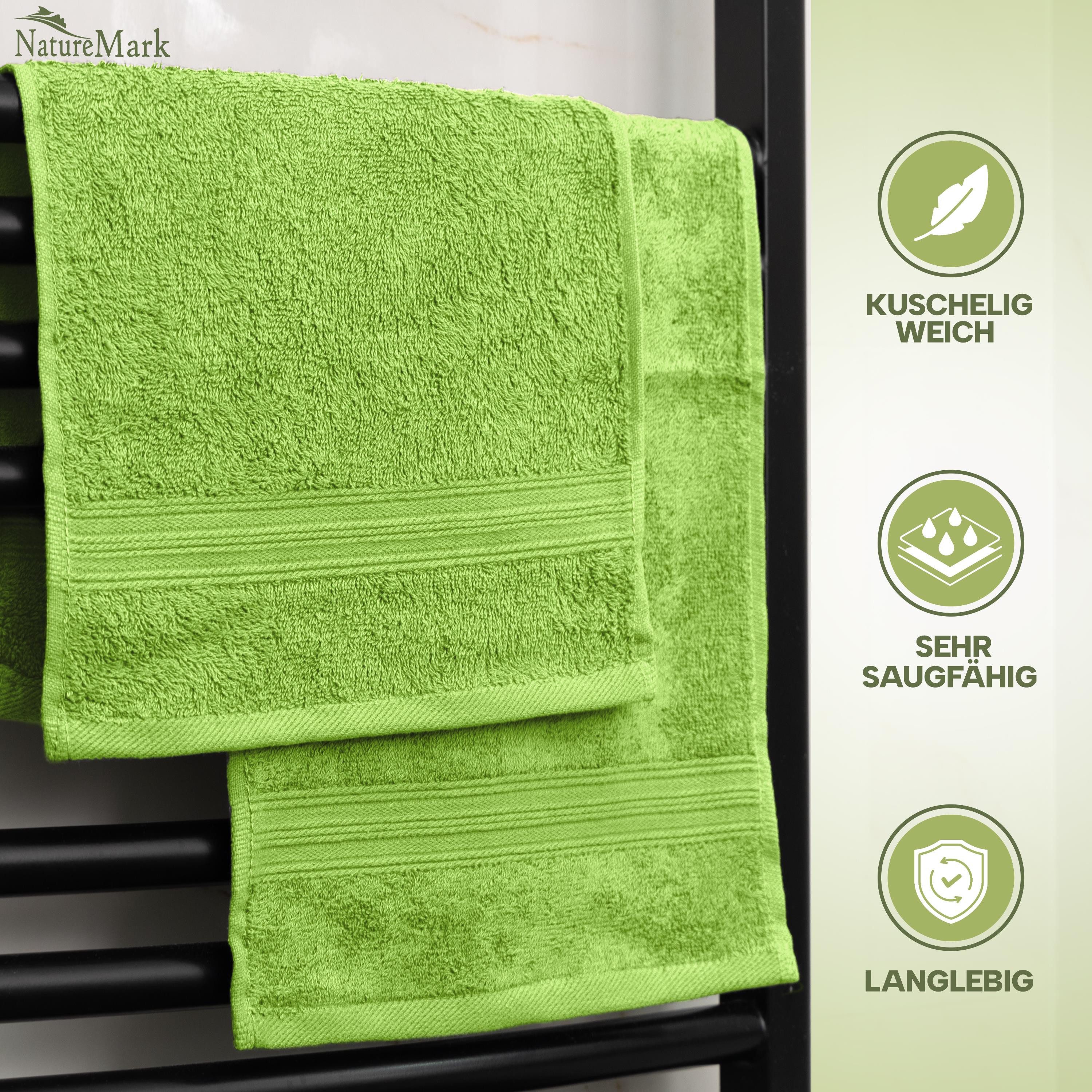 NatureMark Gästehandtuch Gästetuch 500gsm, 100% Baumwolle (12-St), Gästehandtuch Premium Qualität, 30x50cm, Apfel grün – Bild 4 von 5