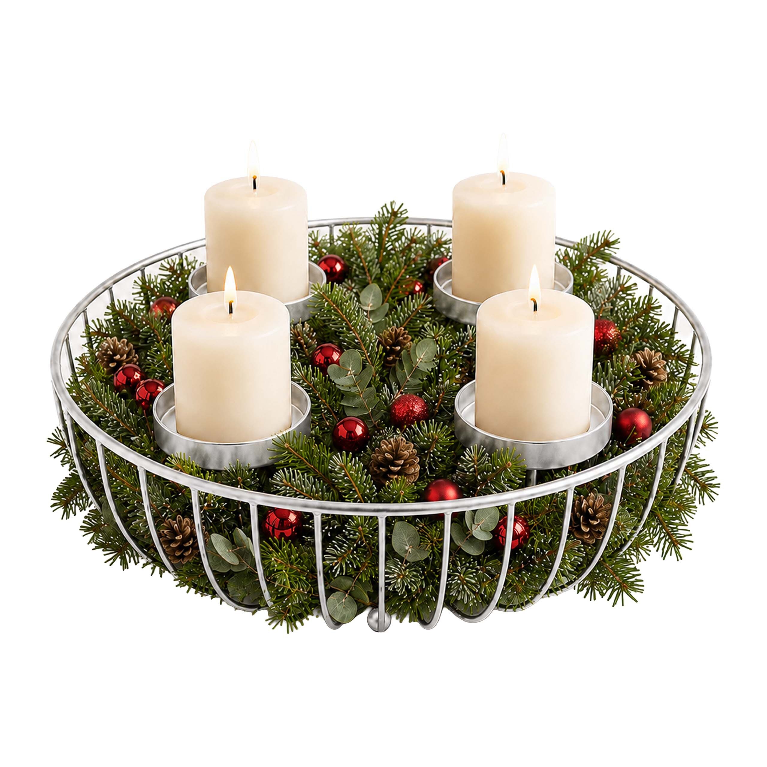 relaxdays Adventskranz Metallschale, silber
