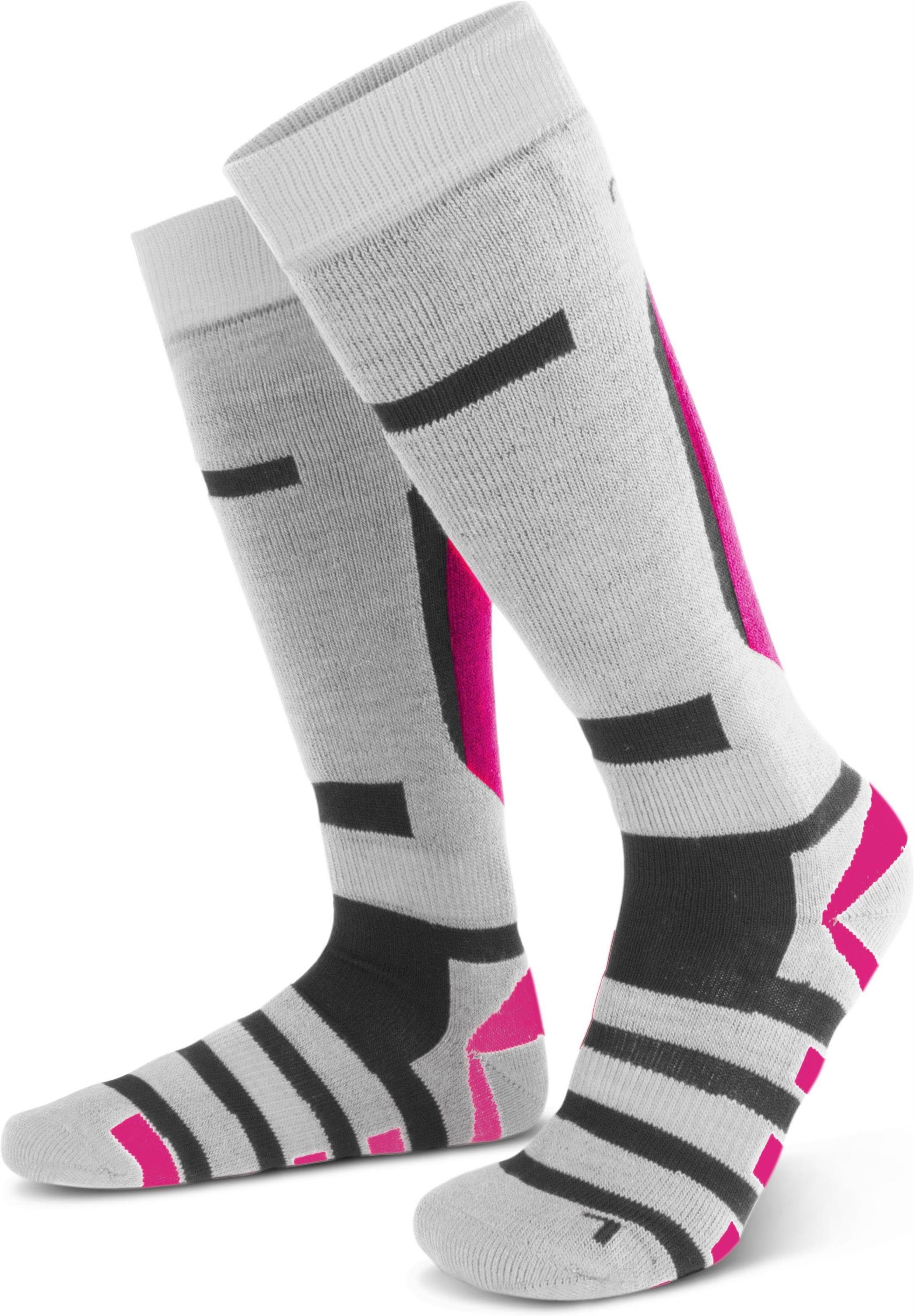 normani Weiß/Grau/Pink Paar Paar) 2 und „R“ (Set, Skisocken Aufdruck Ski-Kniestrümpfe 2 Ripp „L“ mit
